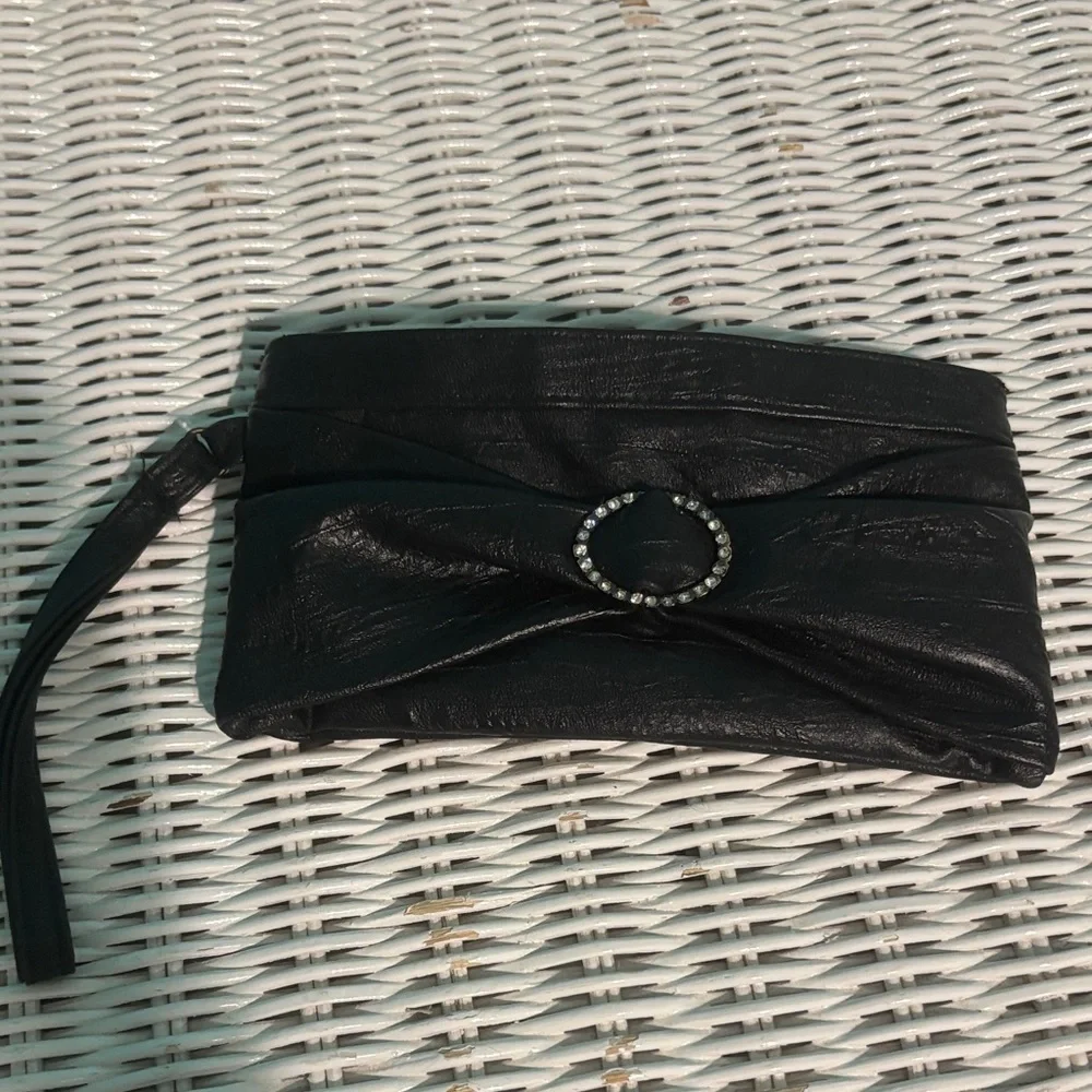Icing Black Wristlet with Rhinestone Accent